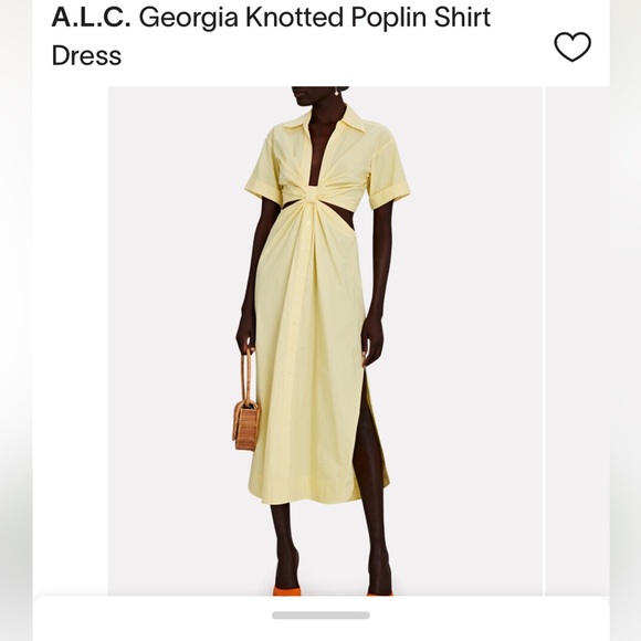 A.L.C. Dresses & Skirts - A.L.C. GEORGIA KNOTTED POPLIN SHIRT DRESS (Color: YELLOW, Size: 2)